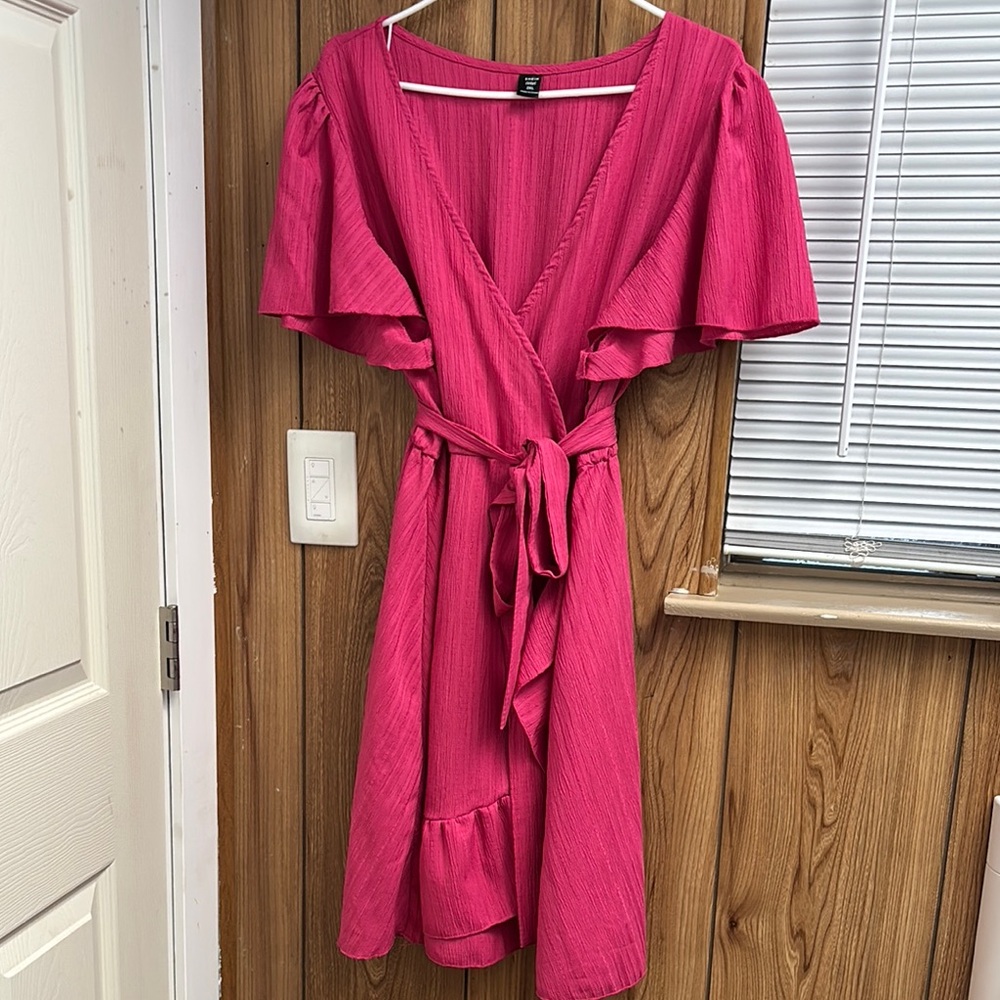 Elegant Pink Wrap Dress